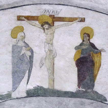 Konservierte und restaurierte Wandmalerei aus dem 16. Jahrhundert.