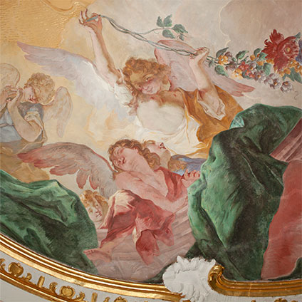 Ausschnitt aus einem restaurierten Fresko aus dem 18. Jahrhundert.