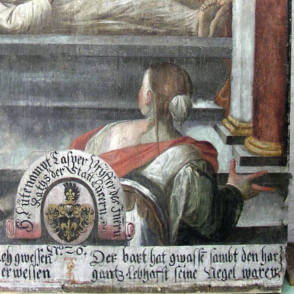 Ausschnitt aus einem restaurierten Tafelbild aus dem 17. Jahrhundert.